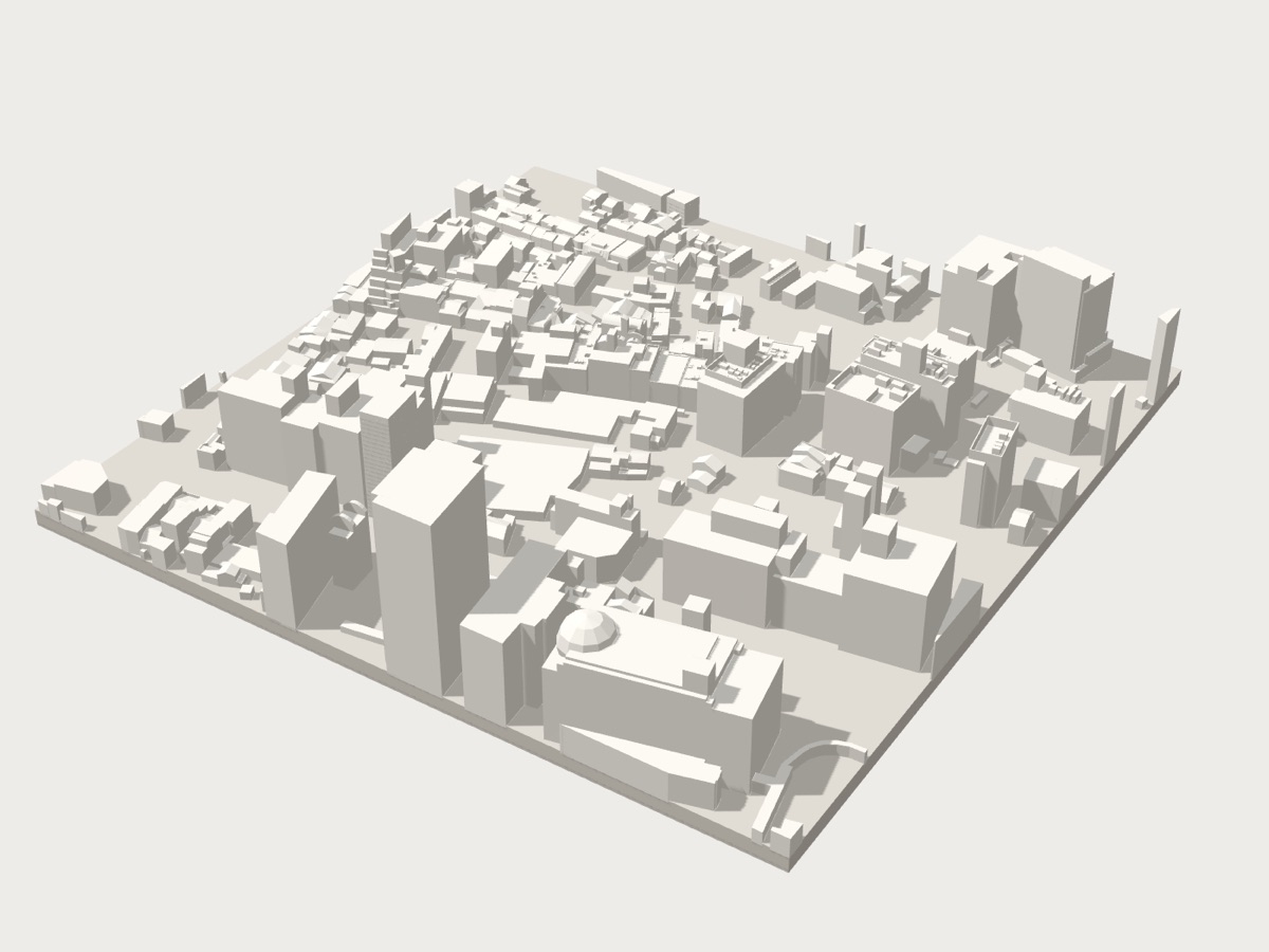 松江駅周辺の立体模型(3Dプレビュー)