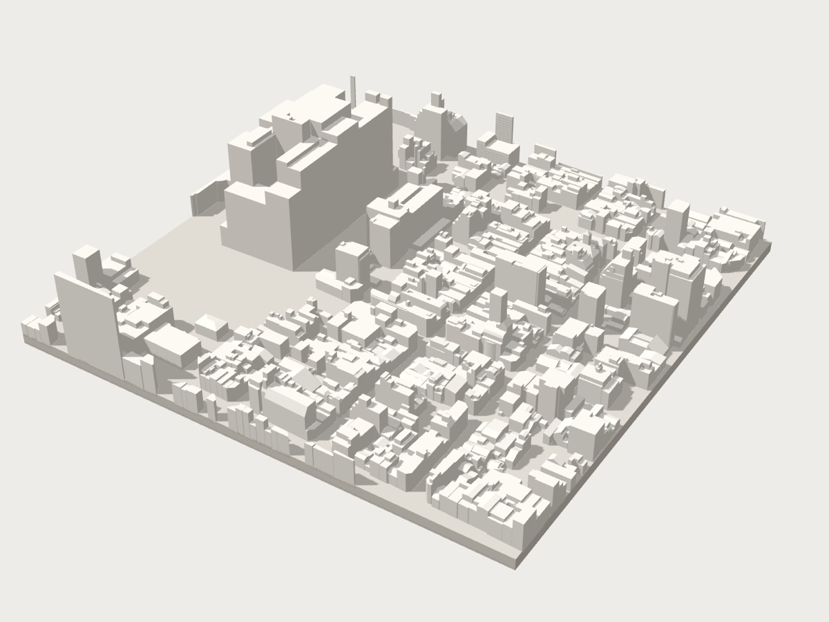 岡山市中心部の立体模型(3Dプレビュー)