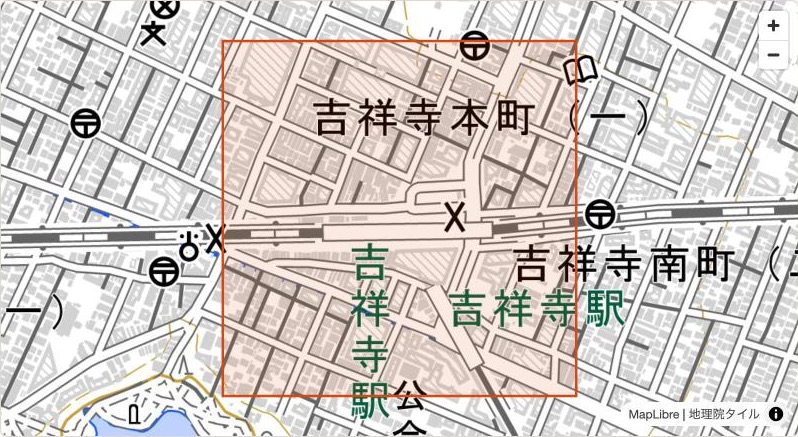 地図で範囲を選ぶ画面