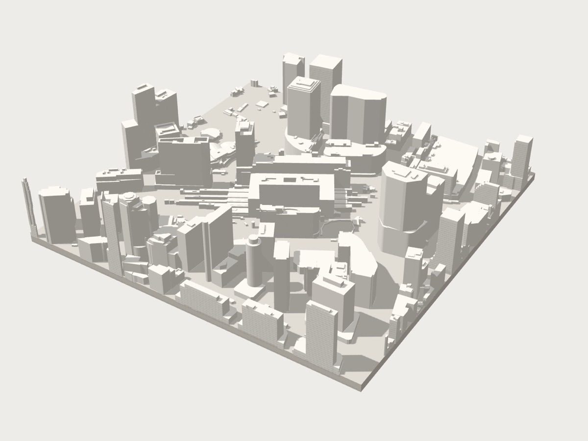 大阪・梅田の立体模型(3Dプレビュー)